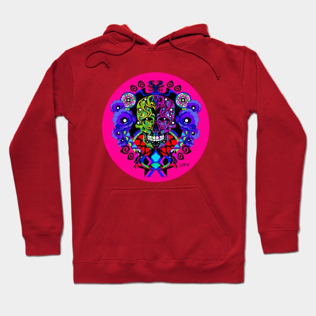 floral ornament tree of life ecopop in totonac pattern vector skull arts Hoodie by jorge_lebeau